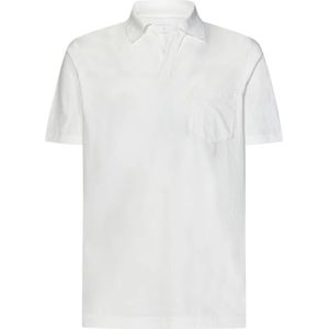 Sease, Tops, Heren, Wit, S, Katoen, Witte Geribbelde Polo T-shirt
