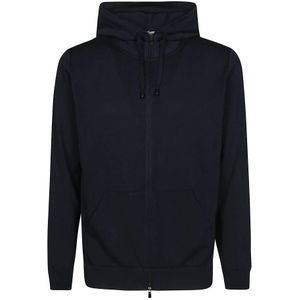 Filippo De Laurentiis, Sweatshirts & Hoodies, Heren, Blauw, L, Crepe Full Zip Hoodie