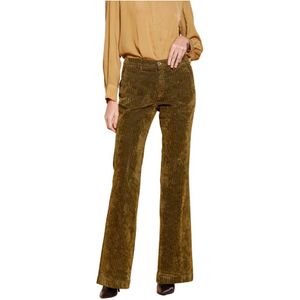 Mason's, Groene Velvet Flare Chino Broek Groen, Dames, Maat:XS