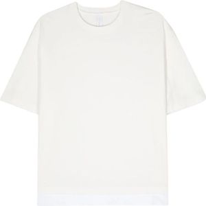 Neil Barrett, Tops, Heren, Wit, M, Katoen, Witte Katoenen T-shirt met Taille Streep