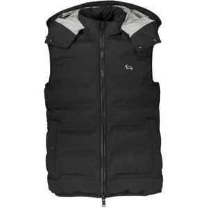 Harmont & Blaine, Jassen, Heren, Zwart, L, Zwarte bodywarmer met capuchon en logo