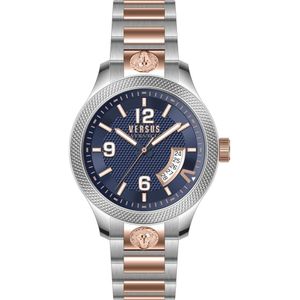 Versus Versace, Reale Roestvrijstalen Horloge Blauwe Wijzerplaat Grijs, Heren, Maat:ONE Size