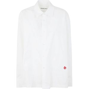 Alexander Wang, Blouses & Shirts, Dames, Wit, M, Langarmshirt met logo appel patch