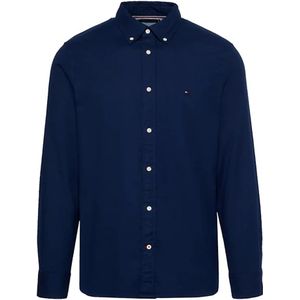 Tommy Hilfiger, Donkerblauwe overhemden met lange mouwen Blauw, Heren, Maat:S