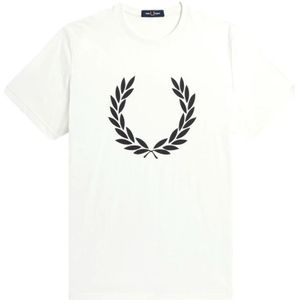 Fred Perry, Tops, Heren, Wit, L, Katoen, Laurel Wreath Print T-Shirt