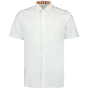 Burberry, Overhemden, Heren, Wit, 2Xl, Katoen, Korte Mouw Casual Overhemd