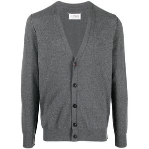 Maison Margiela, Grijze Cashmere Cardigan met Knopen Grijs, Heren, Maat:S