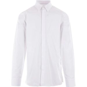 Givenchy, Witte Katoenen Poplin Overhemd met 4G Borduursel Wit, Heren, Maat:2XL