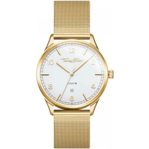 Thomas Sabo, Accessoires, Heren, Geel, ONE Size, Goud Witte Wijzerplaat Milanese Armband Horloge