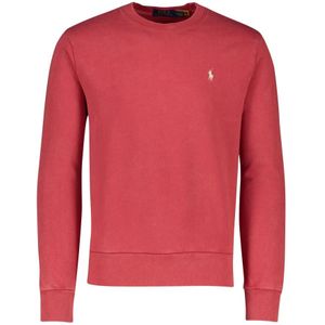 Ralph Lauren, Sweatshirts & Hoodies, Heren, Rood, S, Katoen, Rode Katoenen Ronde Hals Sweater