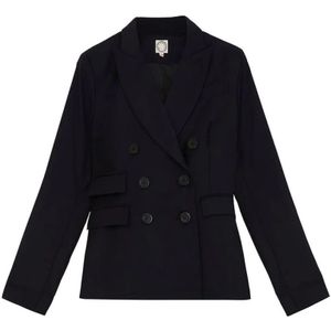 Ines De La Fressange Paris, Elegant Navy Blue Wool Suit Jacket Blauw, Dames, Maat:M