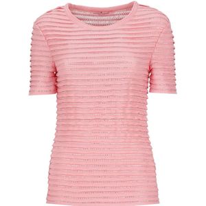 Ermanno Scervino, Tops, Dames, Roze, S, Katoen, Roze T-shirt met franjes en strass-details