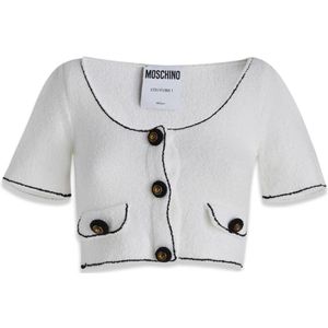 Moschino, Luxe Gebreide Cardigan Wit, Dames, Maat:S