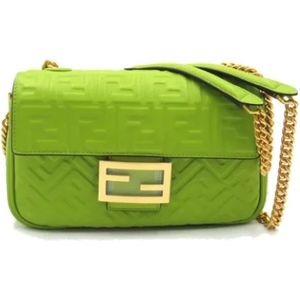 Fendi Vintage, Pre-owned, Dames, Groen, ONE Size, Pre-owned Leather crossbody-bags