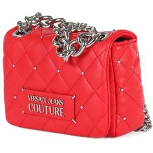 Versace Jeans Couture, Tassen, Dames, Rood, ONE Size, Leer, Kleine gewatteerde schoudertas met mini studs