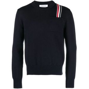 Thom Browne, Truien, Heren, Blauw, XL, Katoen, Sweatshirts Hoodies