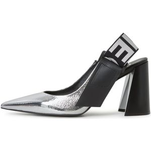 Cesare Gaspari, Schoenen, Dames, Grijs, 40 EU, Leer, Elegante Slingback Pumps - Zilver