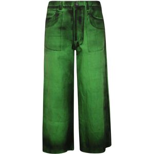 Melitta Baumeister, Jeans, Dames, Groen, S, Wijde broek met kleurdetail