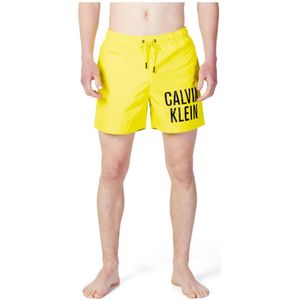 Calvin Klein Jeans, Gele Bedrukte Zwembroek met Veters Geel, Heren, Maat:L