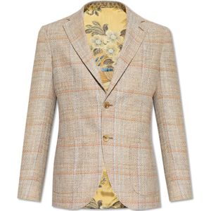 Etro, Jassen, Heren, Veelkleurig, M, Wol, Geruit Patroon Blazer