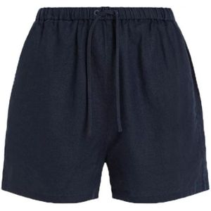 Tommy Hilfiger, Korte broeken, Dames, Blauw, S, Linnen, Casual Linnen Shorts