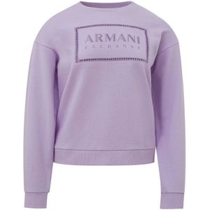 Armani Exchange, Sweatshirts & Hoodies, Dames, Paars, S, Katoen, Chique paarse katoenen trui voor vrouwen