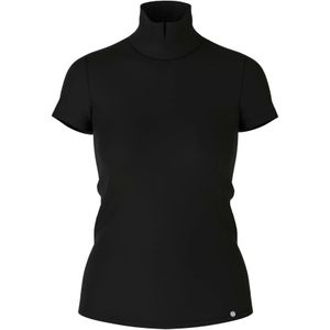 Marc Cain, Elegant Mockneck T-Shirt met Split Zwart, Dames, Maat:L