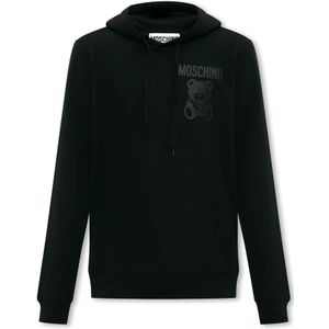 Moschino, Sweatshirts & Hoodies, Heren, Zwart, M, Katoen, Hoodie met logo