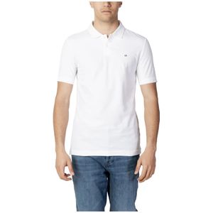 Calvin Klein, Tops, Heren, Wit, L, Katoen, Verfijnde Pique Slim Polo Shirt