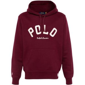 Polo Ralph Lauren, Sweatshirts & Hoodies, Heren, Rood, S, Katoen, Rode Logo Hoodie Fleece Gevoerd