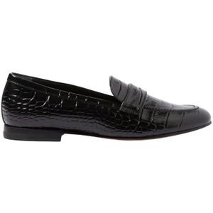 Scarosso, Valeria Cocco Krokodil Loafers Zwart, Dames, Maat:36 EU