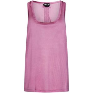 Tom Ford, Tops, Dames, Roze, 3Xs, Roze Zijden Top met Uitgesneden Hals en Racer-Back