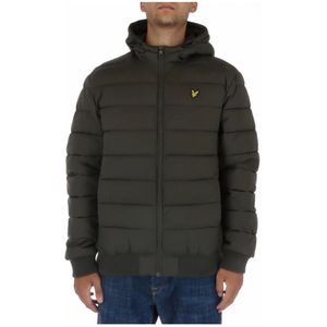 Lyle & Scott, Groene Bedrukte Hoodie met Rits Groen, Heren, Maat:L