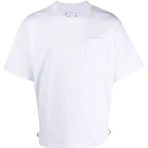 Sacai, Tops, Heren, Wit, M, Katoen, Wit katoenen T-shirt met korte mouwen
