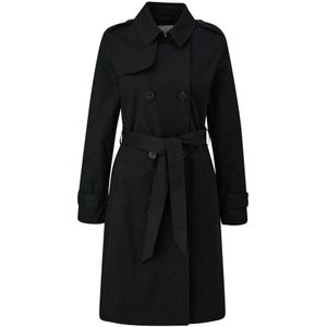 s.Oliver, Vrouwelijke Trenchcoat voor stijlvolle avonturen Zwart, Dames, Maat:2XL