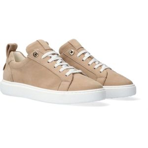 Notre-v, Schoenen, Dames, Beige, 37 EU, Leer, Taupe Lage Sneaker met Gouden Details