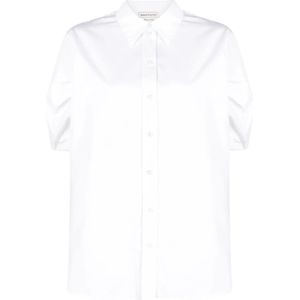 Alexander McQueen, Blouses & Shirts, Dames, Wit, XL, Katoen, Boxy Pofmouw Popeline Overhemd