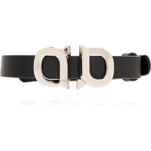 Salvatore Ferragamo, Leren armband Zwart, Heren, Maat:ONE Size