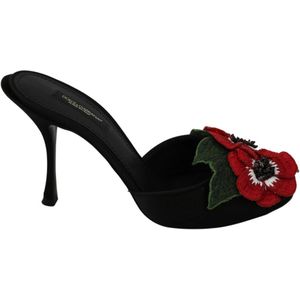 Dolce & Gabbana, Schoenen, Dames, Zwart, 35 EU, Rayon, Muilezels met hakken
