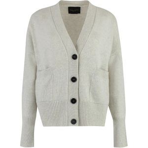 Roberto Collina, Truien, Dames, Grijs, L, Wol, Merino Cashmere Cardigan met Zakken