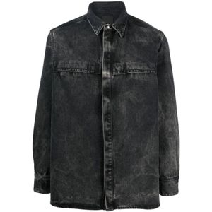 Givenchy, Zwarte Denim Overhemd - Upgrade Jouw Garderobe Zwart, Heren, Maat:S
