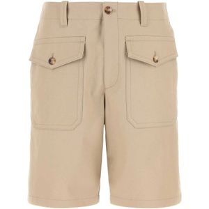 Alexander McQueen, Korte broeken, Heren, Beige, L, Katoen, Cappuccino Katoenen Bermuda Shorts