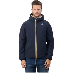 K-Way, Jassen, Heren, Blauw, M, Polyester, Omkeerbare outdoor jas blauw beige