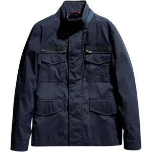 Fay, Blauwe Field Jacket met Afneembare Capuchon Blauw, Heren, Maat:S
