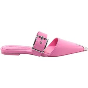 Alexander McQueen, Schoenen, Dames, Roze, 38 EU, Metalen Teen Leren Muiltje