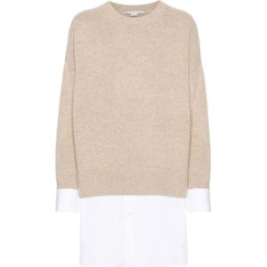 Stella McCartney, Truien, Dames, Beige, S, Katoen, Beige Gelaagde Trui