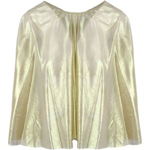 Maria Lucia Hohan, Gemetalliseerde Zijden Tule Cape Geel, Dames, Maat:ONE Size