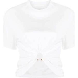 Paco Rabanne, Witte T-shirt Mode Luxe Wit, Dames, Maat:XS