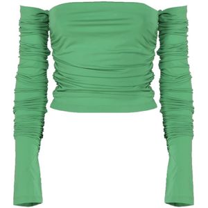 Andamane, Blouses & Shirts, Dames, Groen, L, Groene Gedrapeerde Off Shoulder Top