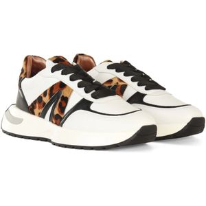 Alexander Smith, Schoenen, Dames, Wit, 37 EU, Leer, Sneakers met dierenprint